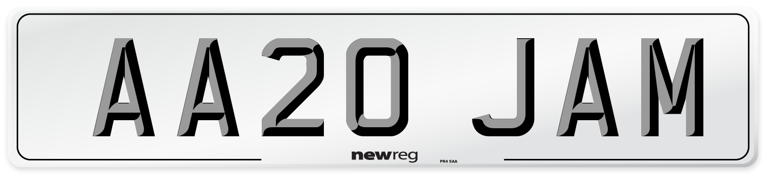 AA20 JAM Number Plate from New Reg